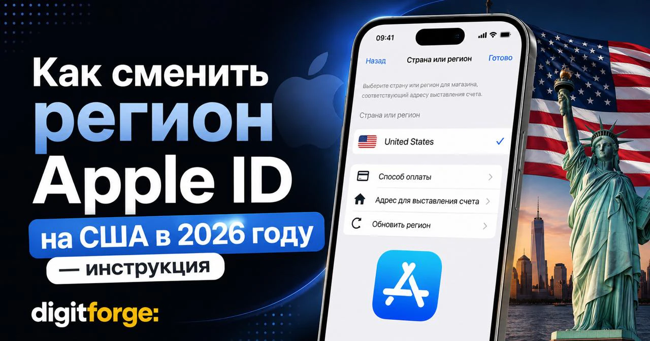 Как сменить регион аккаунта Apple с России на США в 2026 году